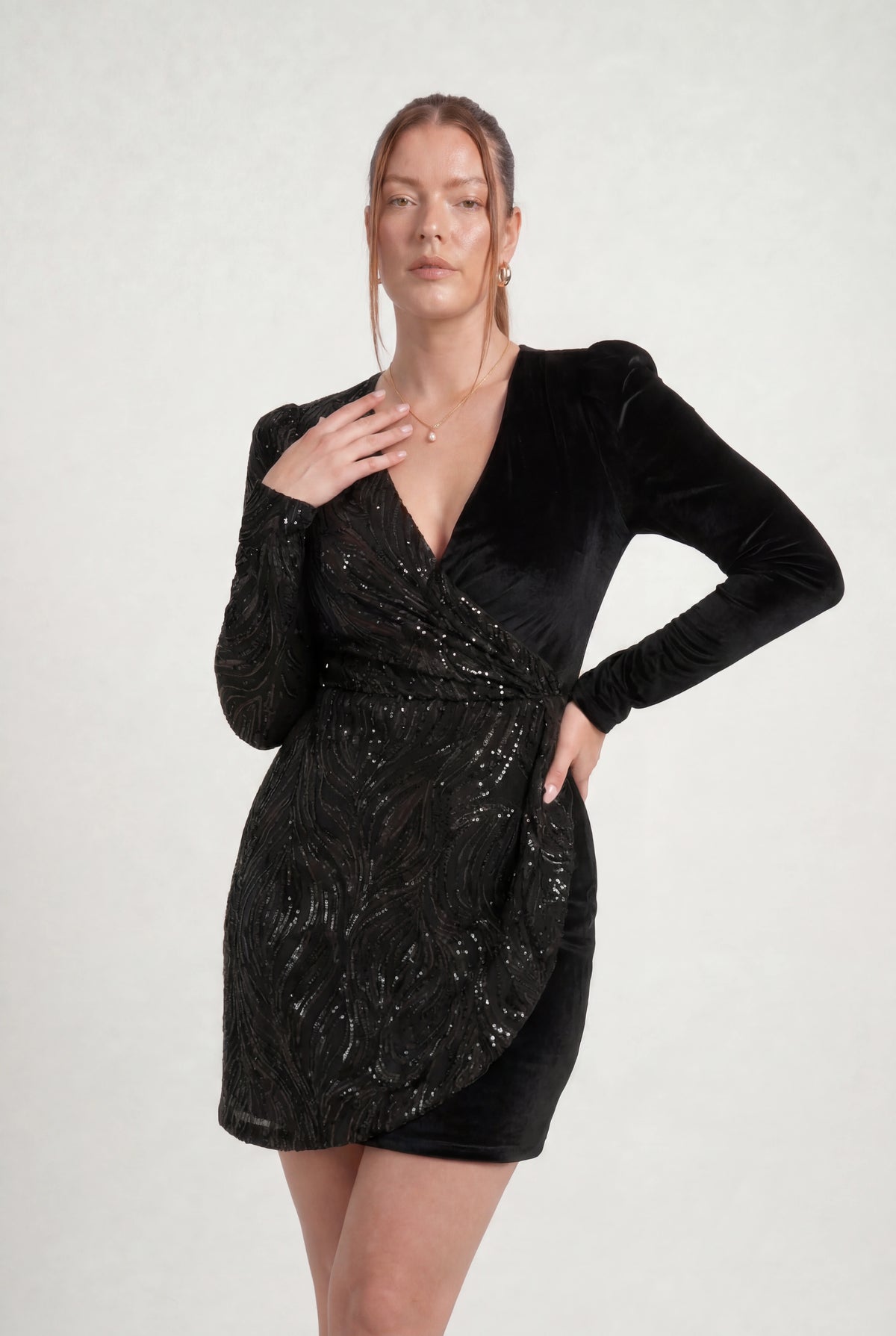 V Neck Fitted Mini Dress