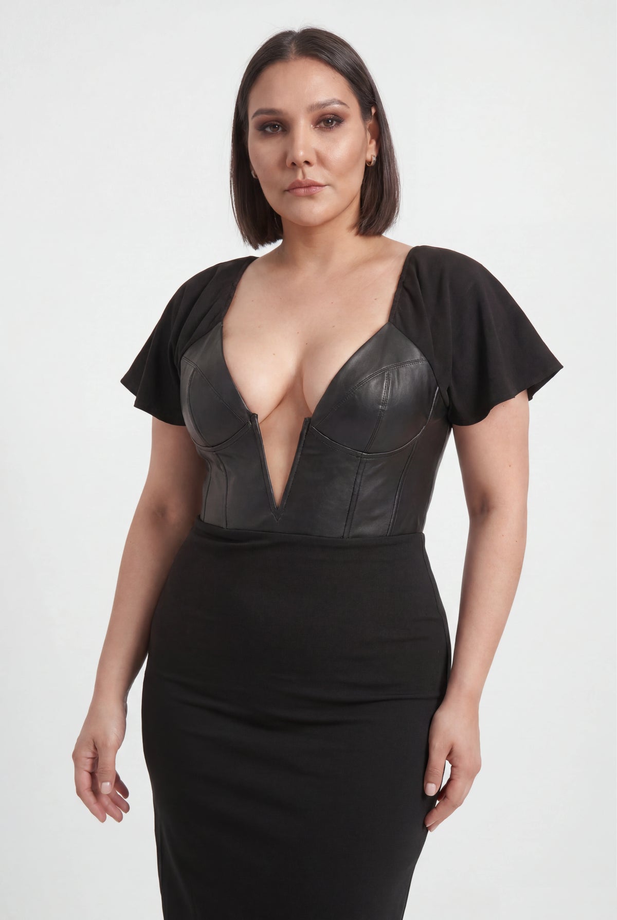 Black Leather Corset Dress | Fitted Statement Dress