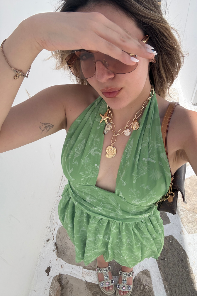Green Sugar Mini Dress for Women | Floral Fresh Style