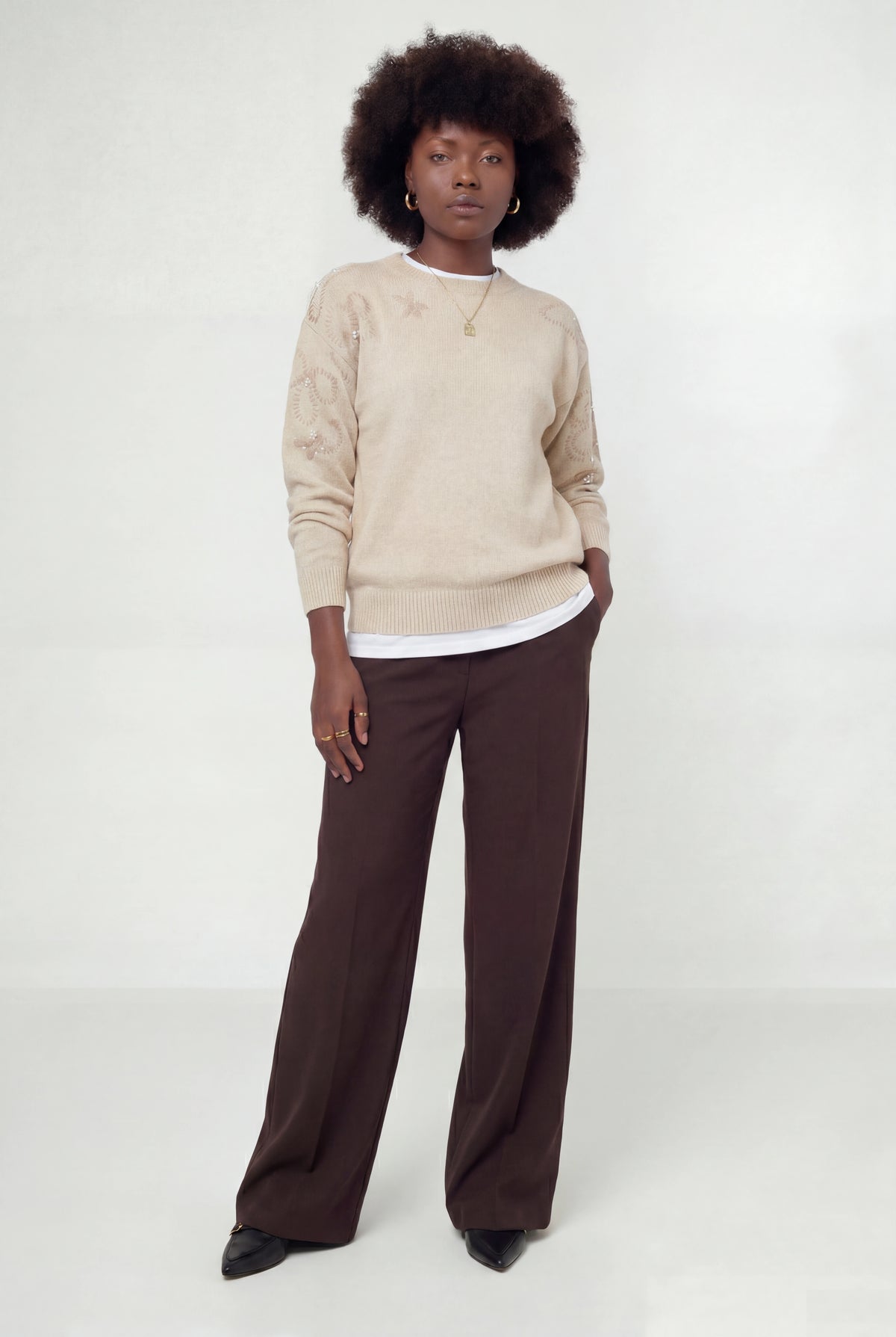 Atelier Round Neck Knit Top for Women|Minimalist Soft Knit Everyday Sweater