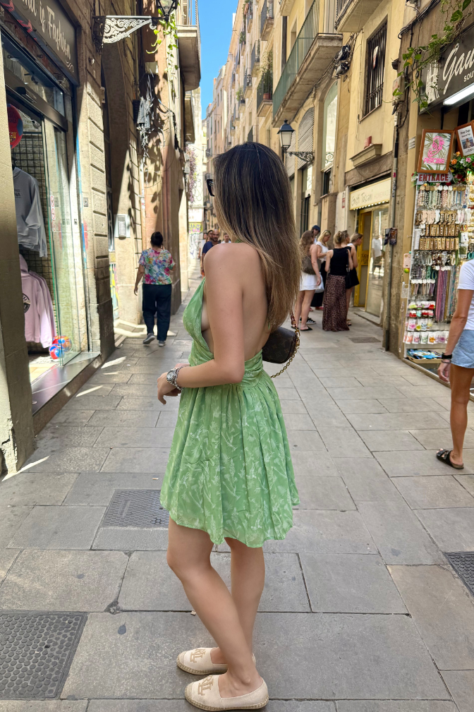 Green Sugar Mini Dress for Women | Floral Fresh Style