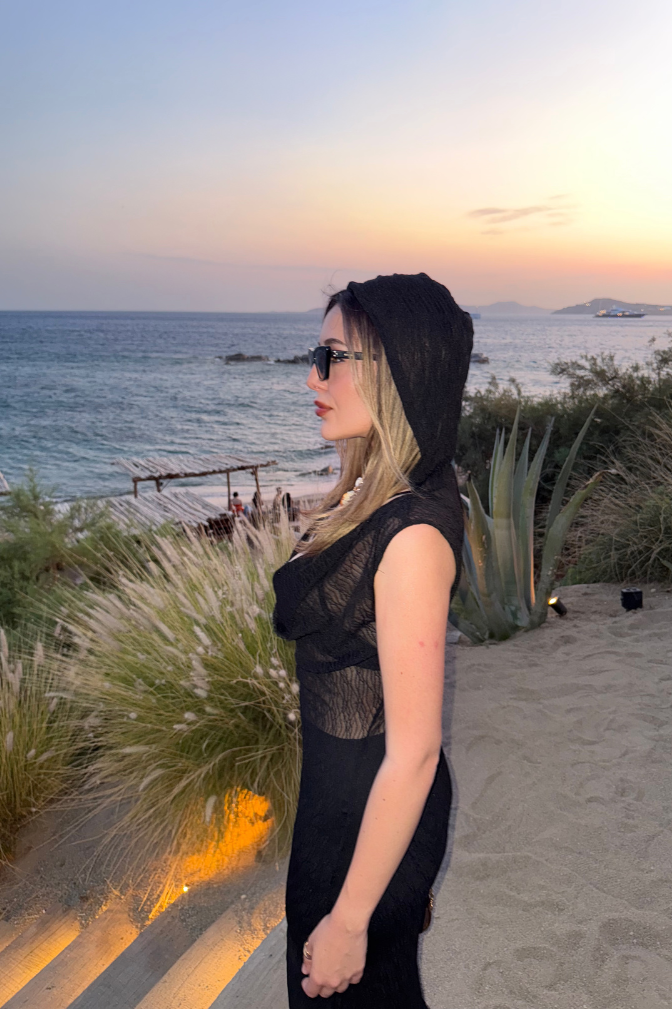 Black Fantasy Maxi Dress for Women | Hooded Style