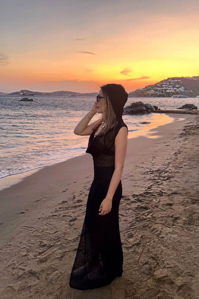Black Fantasy Maxi Dress for Women | Hooded Style