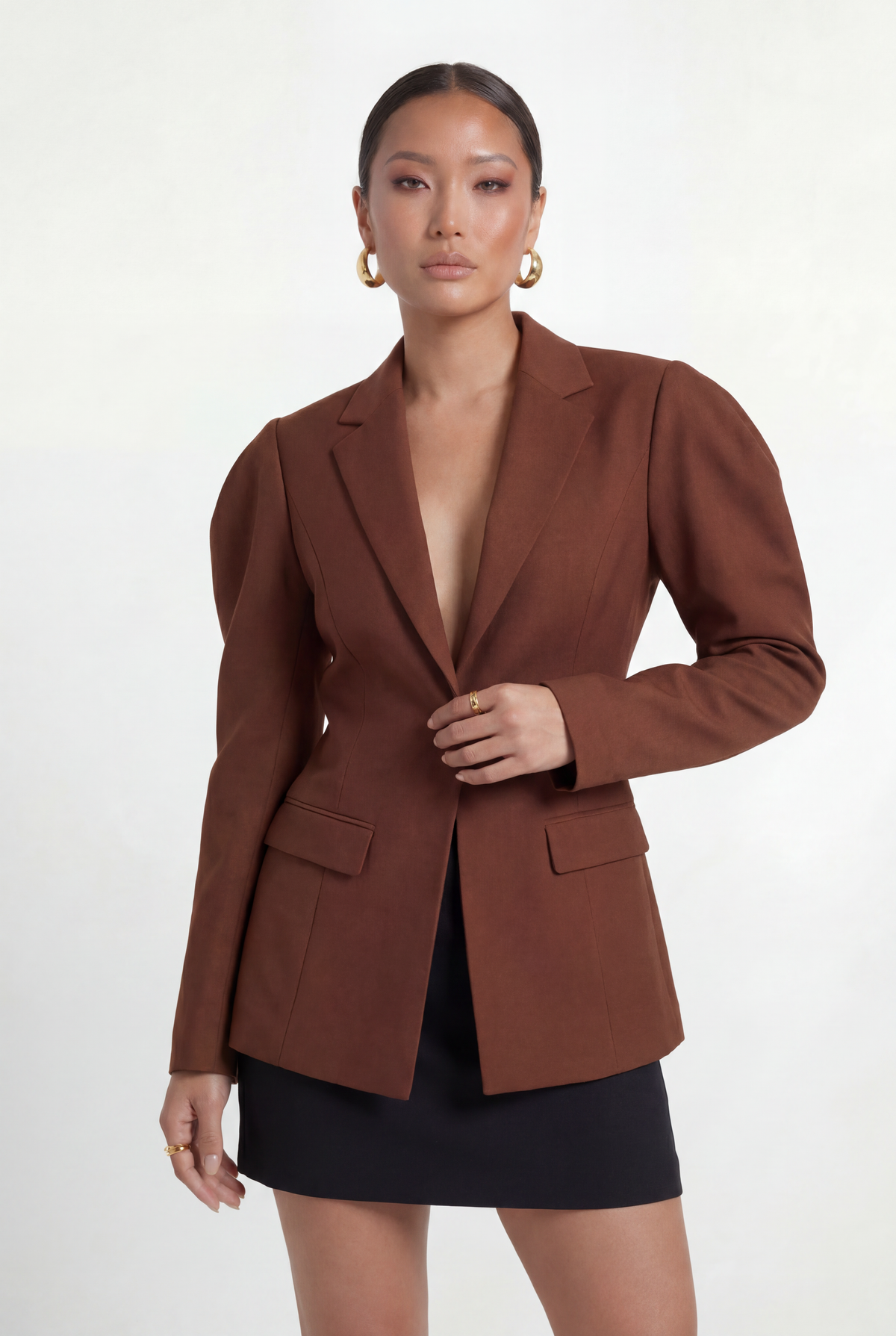 Chocolate Brown Tailored Structured Blazer