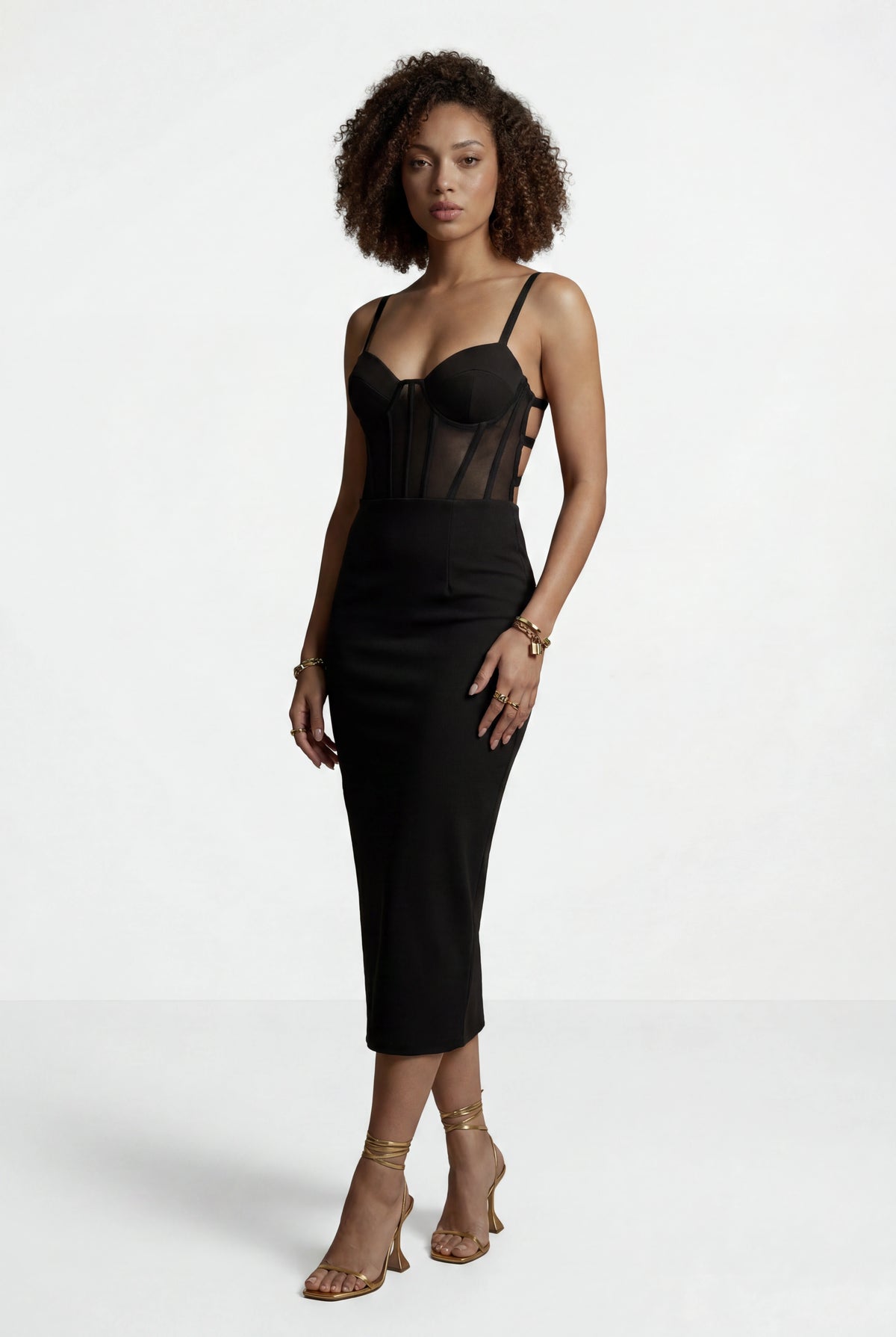 Black Bodycon Knee Length Dress | Elegant Slim Fit