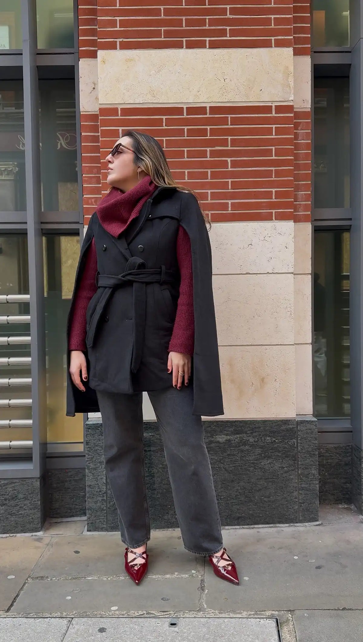 Women Sleeve Wrap Coat – Dramatic Black Trench Style