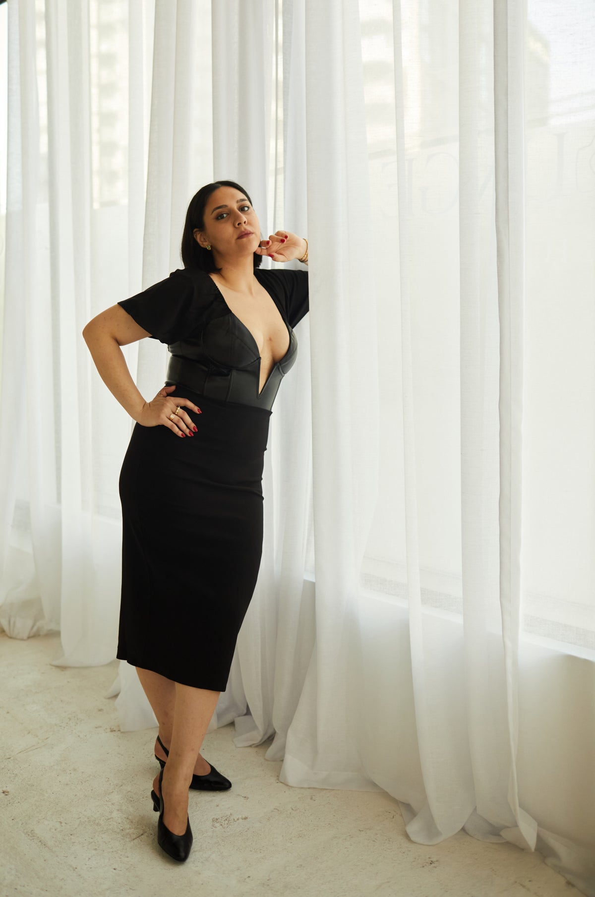 CallMeLove Midi Dress for Women | Corset Style Black Dress