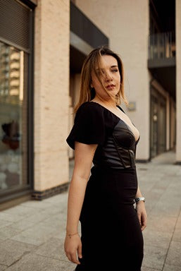 CallMeLove Midi Dress for Women | Corset Style Black Dress