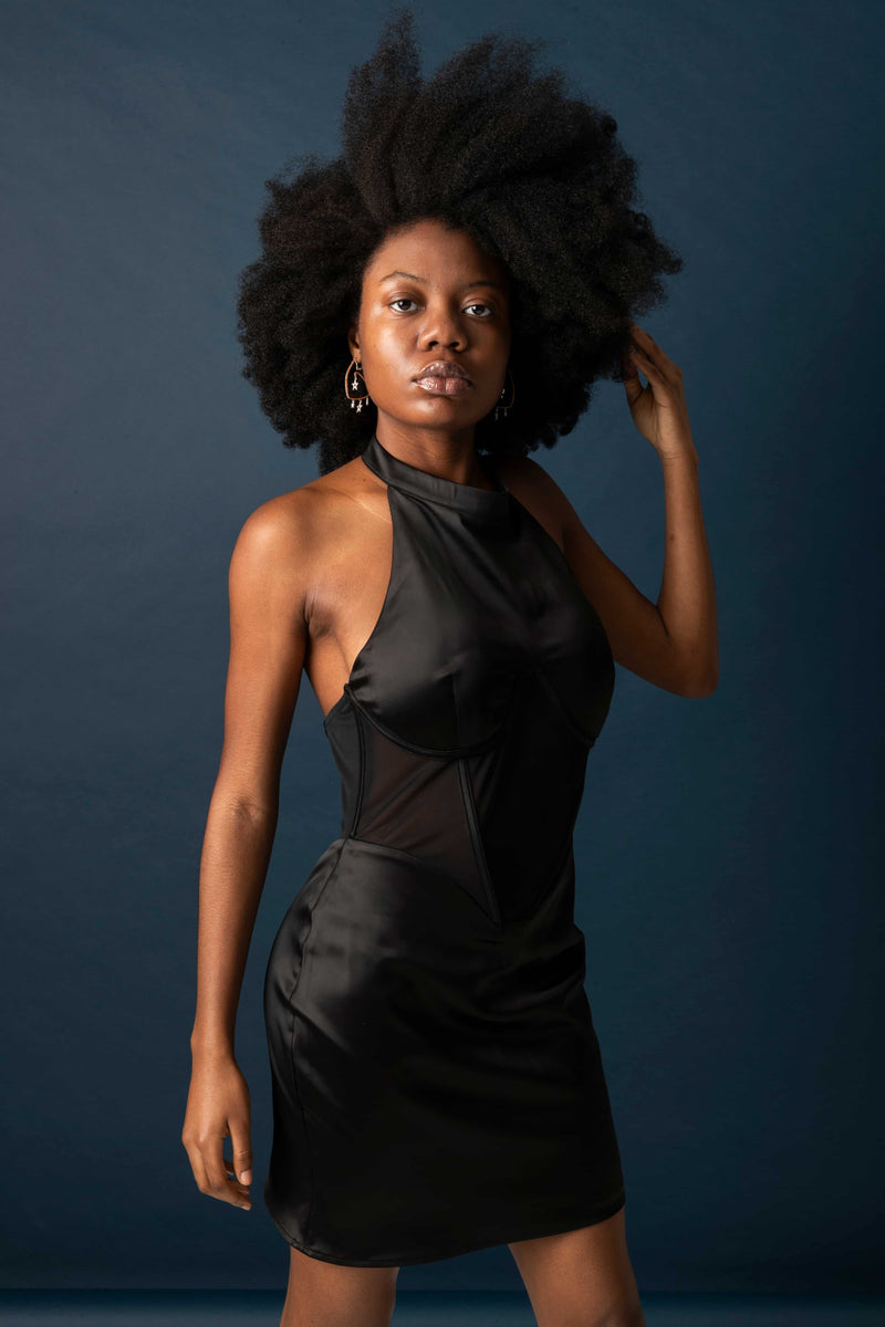 Nocturne – Mini Dress for Women | Black Halterneck Style