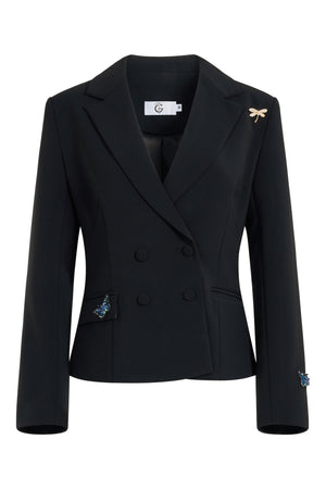 Black Butterfly Embellished Blazer